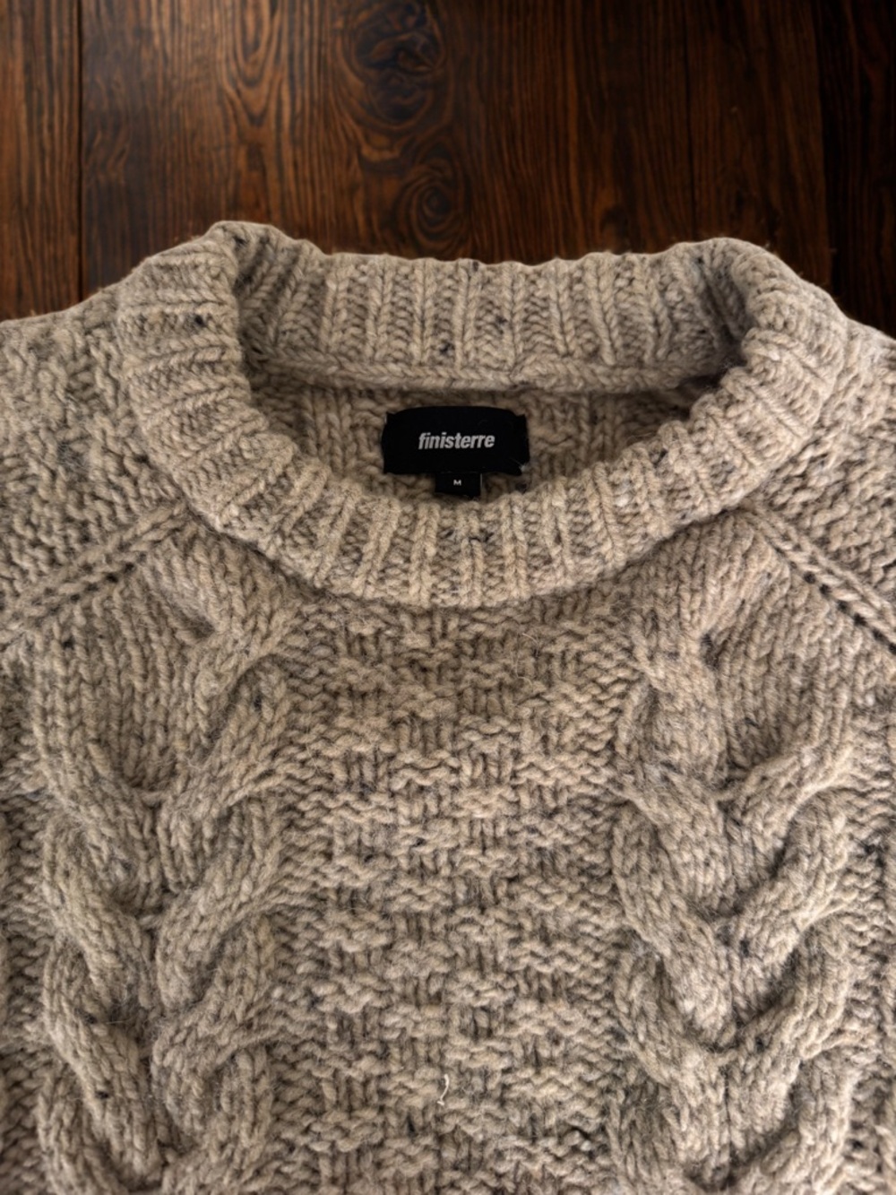 Finisterre Fisherman Cable Knit Sweater Mens Medium Wool Heavy Knit